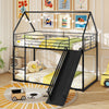 House-shaped Metal Twin Over Twin Low Bunk Bed-Black - Gallery View 1 of 10