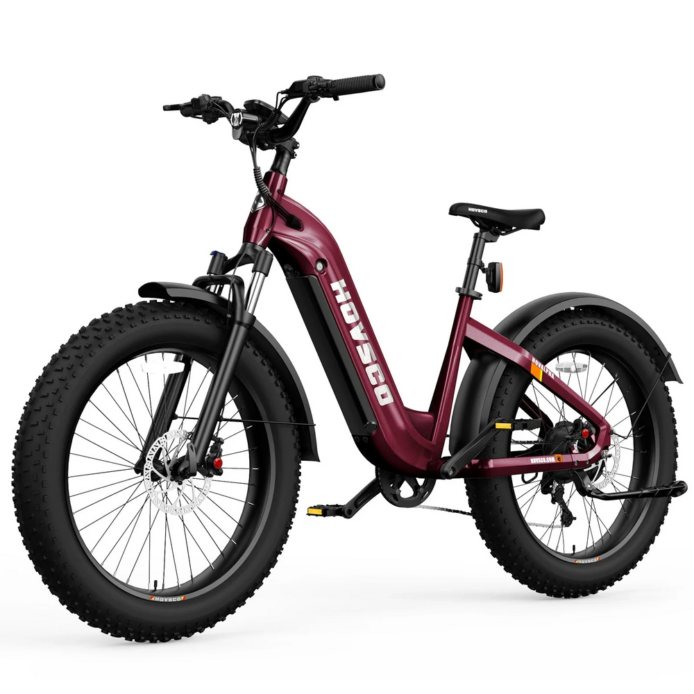 Hovsco HovAlpha Step Thru Fat Tire Electric Bicycle 7 Speed 26" 750W Motor 28 MPH 80 Mile Range 48V 20Ah Lithium Battery New