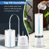Top fill humidifier with 5.5L water tank, remote control, and 12-hour timer for convenient mist production.