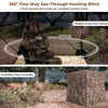 360-degree see-through hunting blind with camouflage pattern, spacious for 2-3 hunters, ideal for bow and firearm.