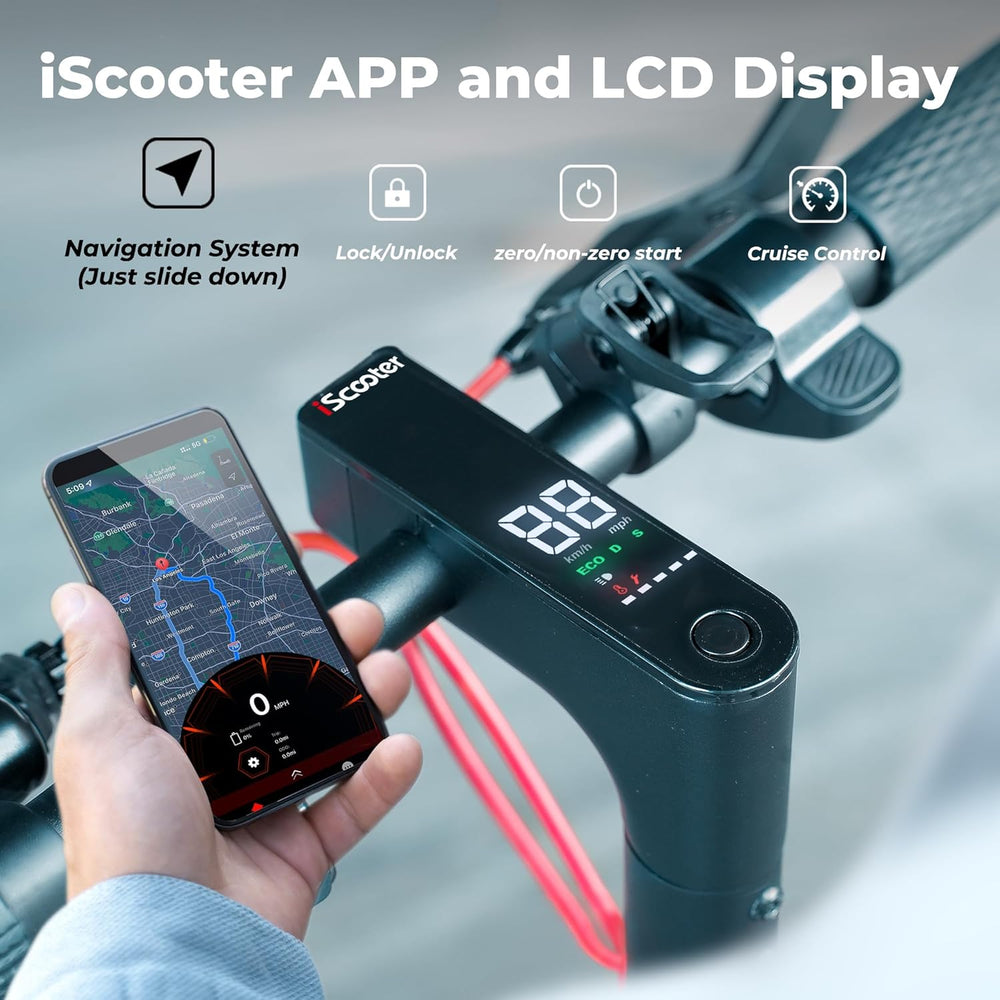 iScooter i10 Plus Electric Scooter Foldable 800W 36V Li-Ion Battery 25 MPH 31 Mile Range with Bluetooth App New