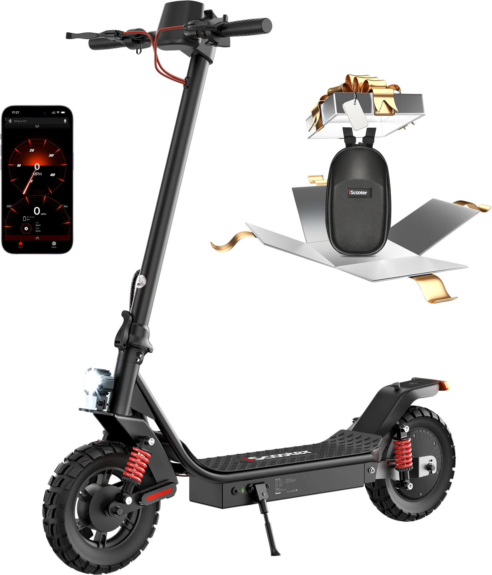 iScooter i10 Pro Foldable Electric Scooter 37 Mile Range 28 MPH 800W 48V with App Control and Bag New