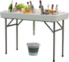 Portable 4-foot ice cooler folding table with large sink, perfect for parties and outdoor events, featuring a sturdy.