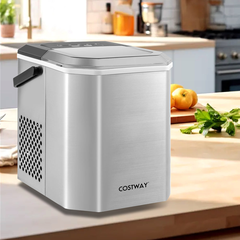 Ice Maker Countertop with Self-Cleaning for Home Kitchen Office Party-Silver - Gallery View 1 of 10