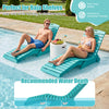 In-pool lounge chair in turquoise with ergonomic design and anti-float feature, ideal for baja shelves in shallow waters.