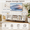 47.5-inch white TV stand with spacious tabletop, 2 side compartments, and metal legs for living room storage.