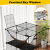 3-tier black indoor cat cage with lockable skylight, climbing ladders, and cozy hammock for playful pets.
