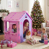 Indoor Cottage Playset with Roof and Chimney for Creative Play-Pink & Purple - Gallery View 1 of 10