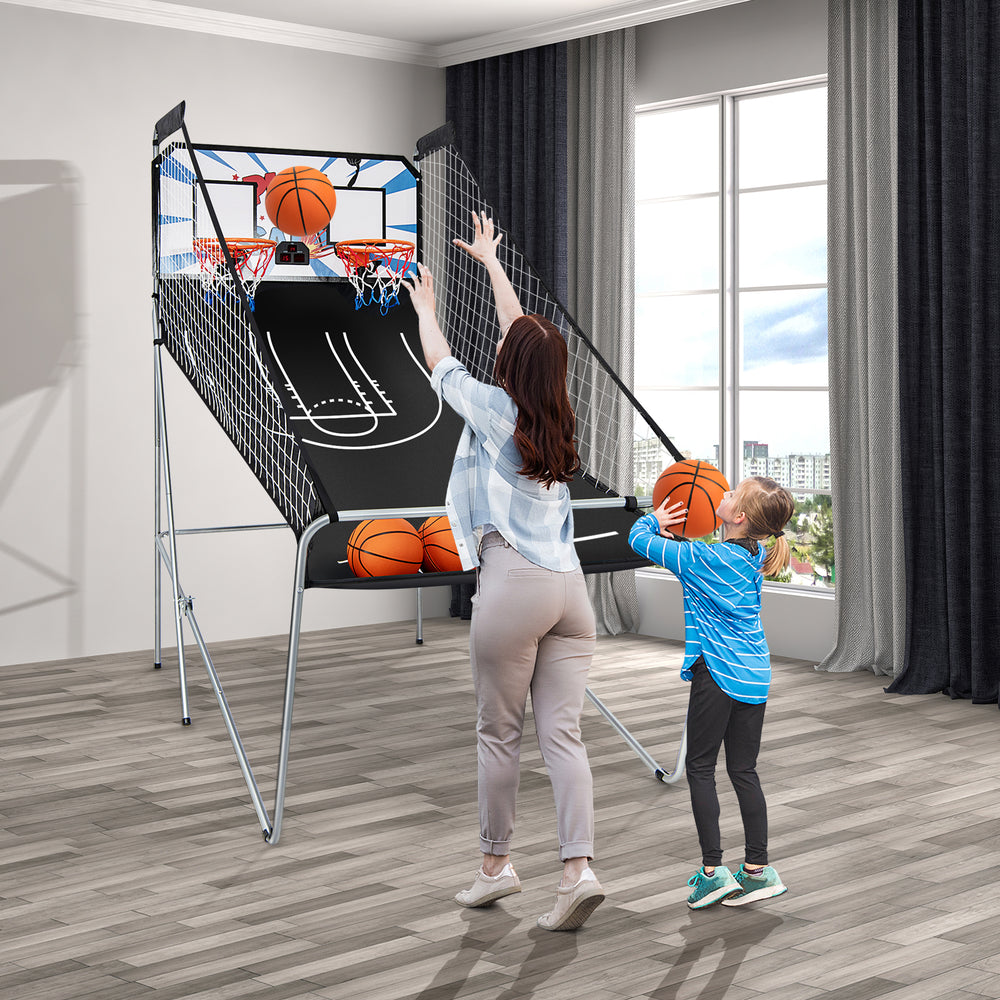 Indoor Double Electronic Basketball Game with 4 Balls-White - Gallery View 1 of 10