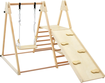 Costway 5-in-1 Indoor Jungle Gym Foldable Climber Playset Slide Adjustable Swing 49281537 New