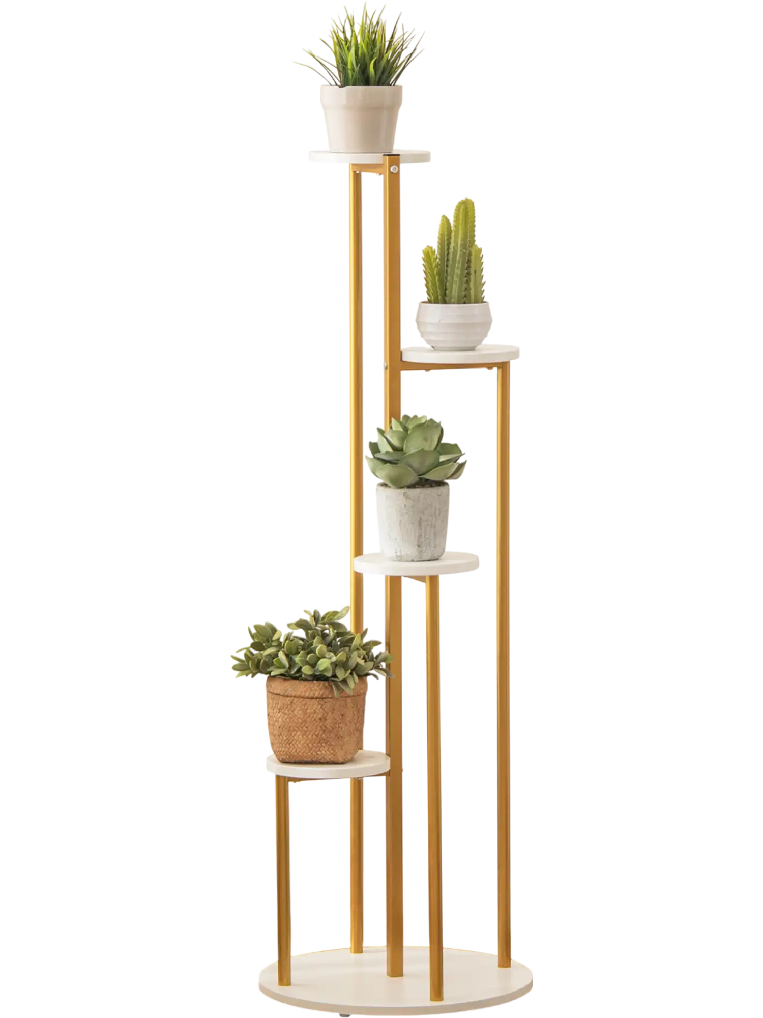 Costway Indoor Corner Metal Plant Stand Shelf White Gold 64153872 New
