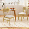 Indoor Mid Century Wood Dining Chairs Set of 2  for Dining Room-White - Gallery View 1 of 8