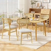 Mid-century wood dining chairs set of 2 with rattan backrest and white padding, perfect for modern dining rooms.