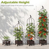 Adjustable height raised garden bed with trellis, black, ideal for tomatoes and cucumbers, featuring wheels for easy.