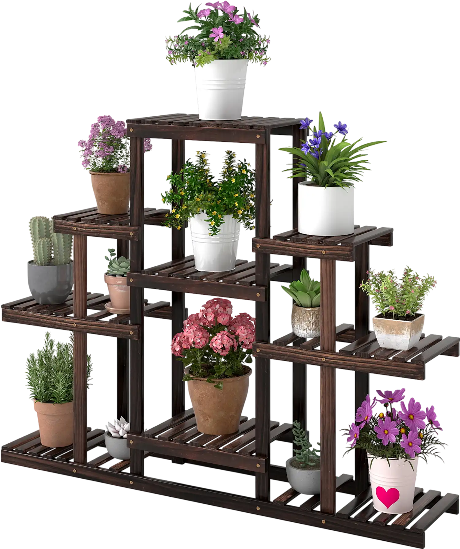 Costway Multi-Tiered Corner Wood Plant Stand Flowerpot Holder 83640301 New