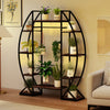 Tall 10-tier indoor plant stand with grow lights, featuring a stylish curved design for displaying potted plants.