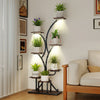 Indoor plant stand with grow lights, 58" tall, 8-tier metal shelf for displaying potted plants in living rooms or.