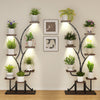 Indoor plant stand set of 2 with 8 tiers and grow lights, perfect for displaying plants in living rooms or balconies.