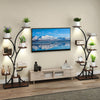 Tall 58" indoor plant stand set of 2 with 8 tiers, grow lights, and adjustable footpads for space-saving display.