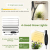 4-head grow lights on a tall metal plant stand with 8 tiers, ideal for indoor plants and space-saving display.