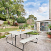 Indoor and Outdoor Folding Picnic Table Bench Set with Wood-like Texture-White - Gallery View 1 of 8