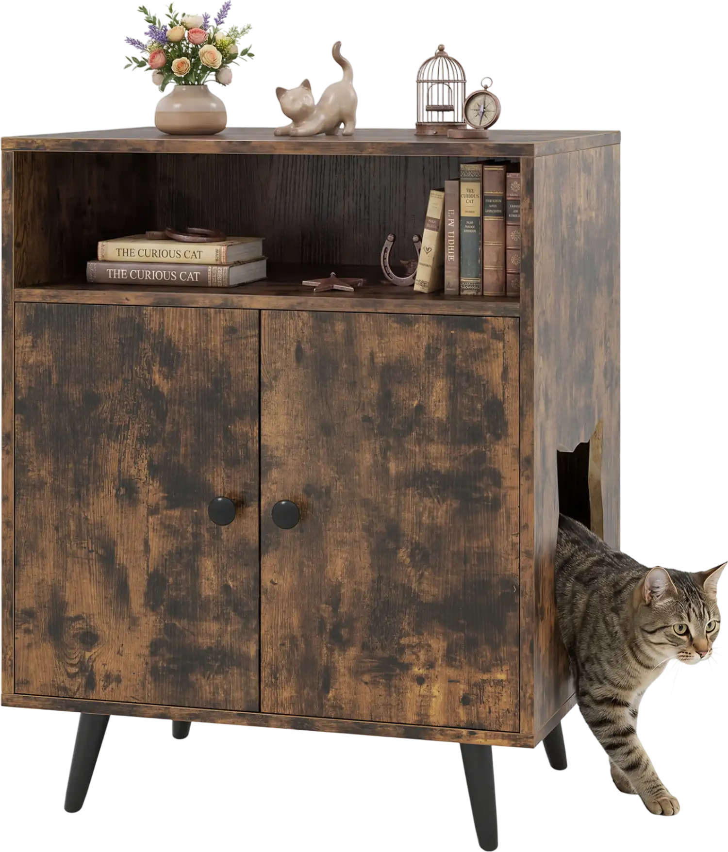 Costway Industrial Cat Litter Box Enclosure Entry Open Compartment 21496378 New