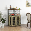 Industrial Corner Bar Cabinet with Glass Holder and Adjustable Shelf-Taupe - Gallery View 1 of 8