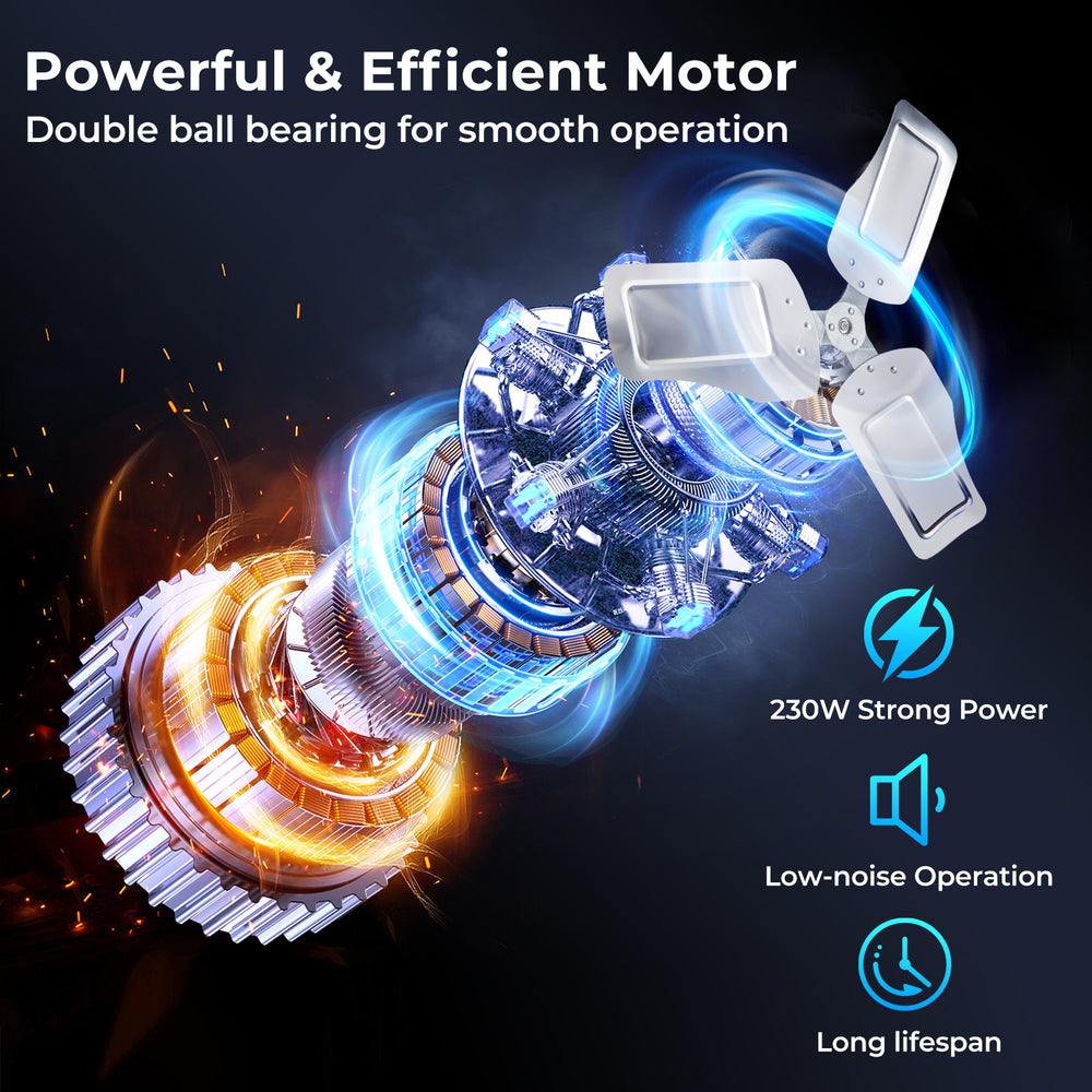 Industrial drum fan with 360-degree adjustable tilt, 3 speed options, and heavy-duty metal construction for efficient.