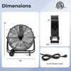 Industrial drum fan with 2 wheels, 360-degree tilt, and heavy-duty metal construction for efficient ventilation.
