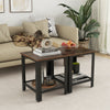 Industrial end table with black steel frame and wooden top, featuring a 2-tier design for versatile storage and decor.