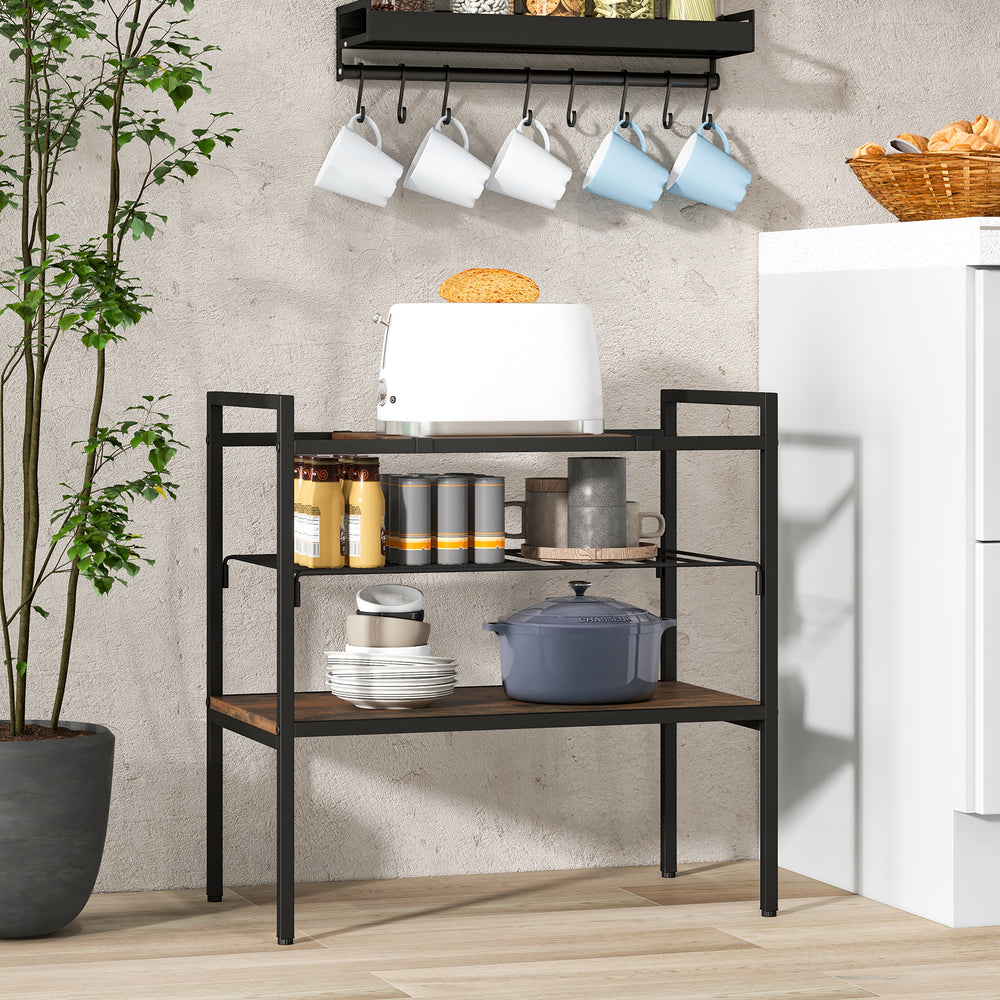 Industrial entryway table with removable metal shelf, featuring a powder-coated frame, ideal for kitchen or foyer use.