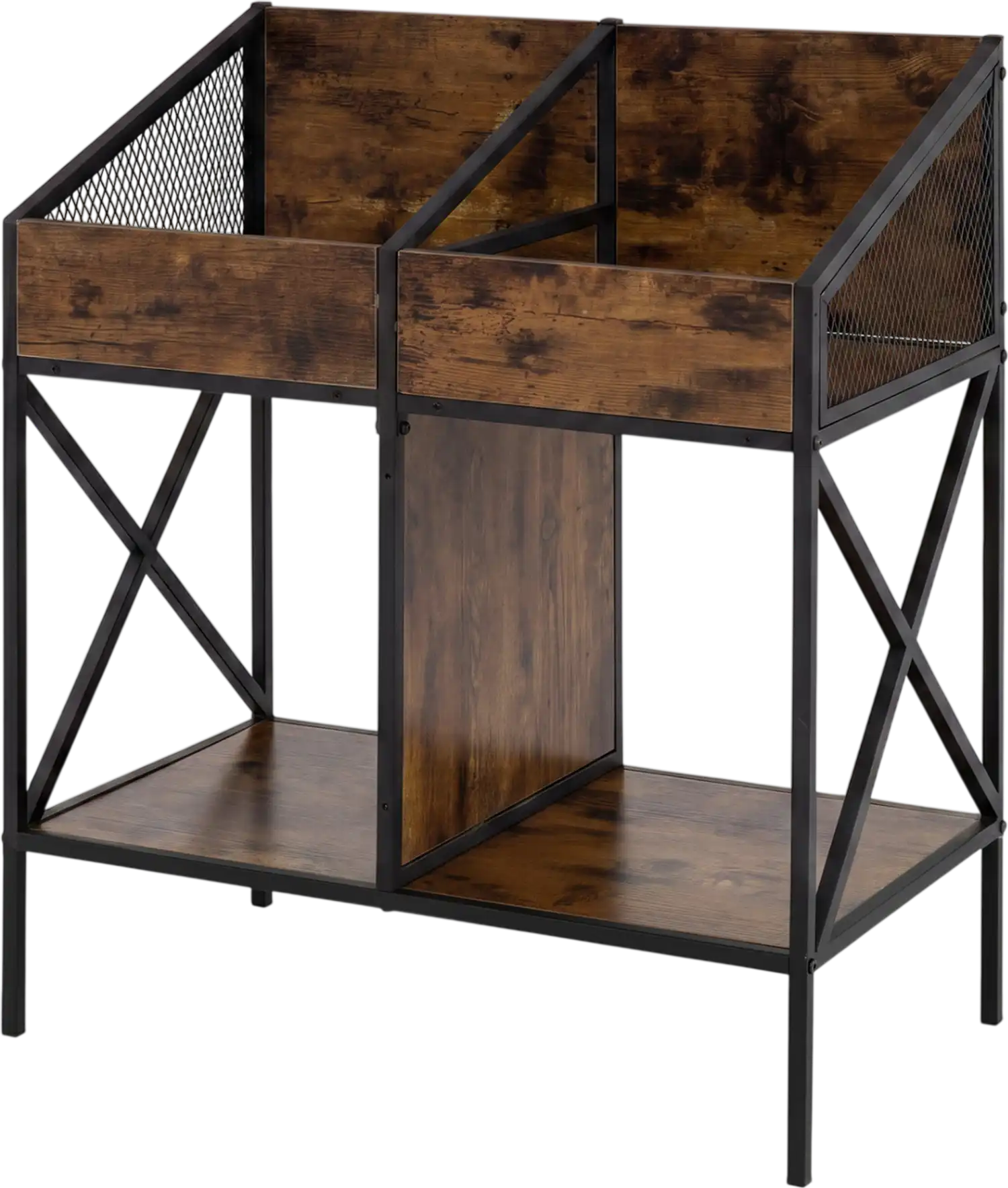 Costway Industrial Side Table Magazine Book Record Holder Metal Frame 24251613 New
