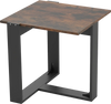 Industrial sofa end table featuring a spacious tabletop and stable T-shaped metal frame for versatile use in any room.