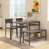 Industrial Style Rectangular Kitchen Table with Bench and Chairs-Gray - Gallery View 1 of 10