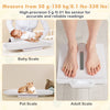 Infant scale with detachable tray for weight and height measurement, supports up to 330 lbs, easy to clean and use.