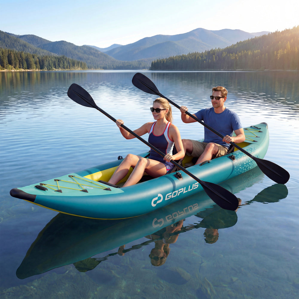 Inflatable 2-person Kayak Set with Aluminium Oars and Repair Kit-Green - Gallery View 1 of 10