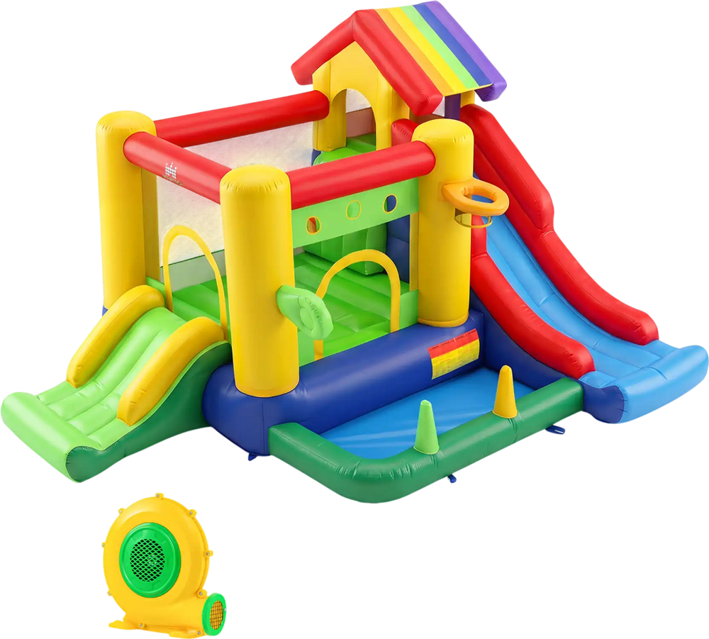 Inflatable Bounce Castle with Double Slides and 735W Blower