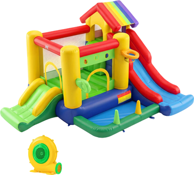 Costway Inflatable Bounce Castle Double Slides 735W Blower 74982156 New