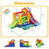 Colorful inflatable bounce castle with double slides, climbing wall, and ocean ball pool for indoor or outdoor fun.