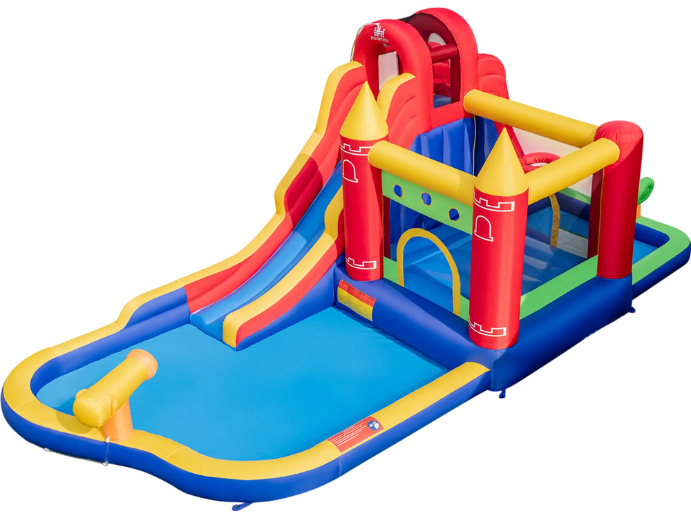 9-in-1 Inflatable Bounce Castle with Water Slide and Splash Pool without Blower