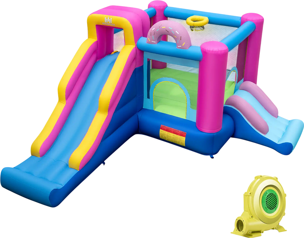 Inflatable Bounce House with Slides and Basketball Hoop (with 735W Blower)
