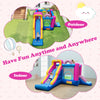 Inflatable bounce house with slides and basketball hoop, featuring vibrant colors and safe design for indoor or outdoor.