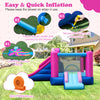 Inflatable bounce house with slides and basketball hoop, featuring a sweet doughnut theme and 750W blower for quick.