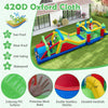 Inflatable bounce house with slide, tunnels, and climbing wall made of waterproof 420D Oxford cloth for outdoor fun.