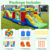 Inflatable bounce house with slide, tunnels, and rock climbing wall, made of waterproof 420D Oxford fabric for kids'.