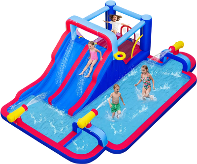 Costway Inflatable Bounce House Water Park 2 Slides 3 Cannons 680W Blower 26853149 New