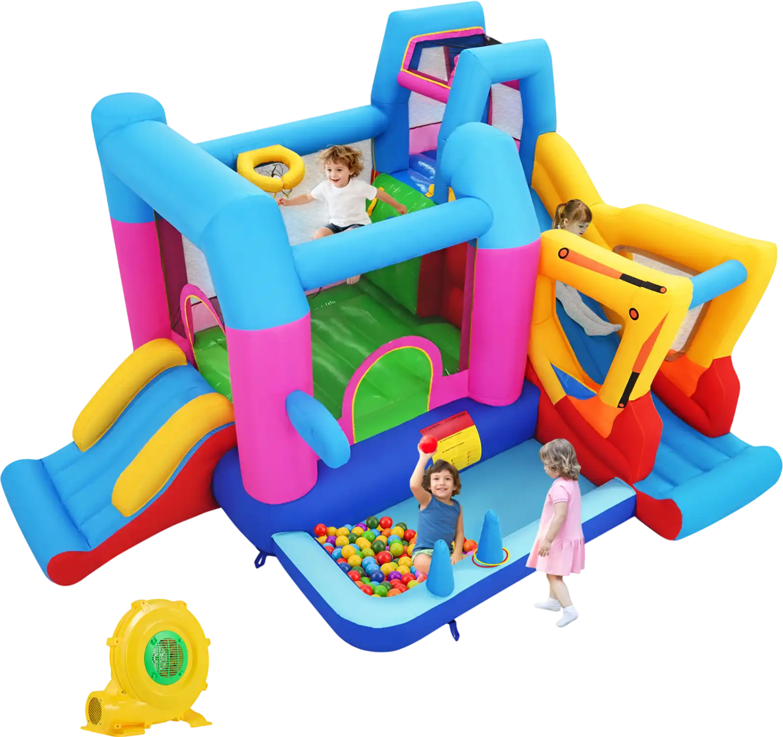 Costway 8-in-1 Excavator Inflatable Bounce House w/ 780W Blower 73571493 New