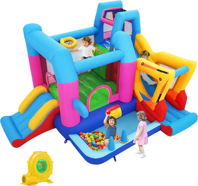 Costway 8-in-1 Excavator Inflatable Bounce House w/ 780W Blower 73571493 New