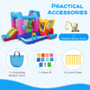 Excavator-themed inflatable bounce house with 8-in-1 play areas, including a slide, basketball hoop, and ball pit for.