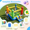Inflatable bounce house with crayon theme, featuring a slide, mesh walls, and 550W blower for easy setup and fun.